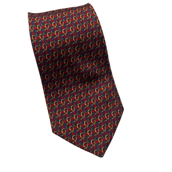Brooks Brothers Makers Tie Men's Necktie Silk Chain Red Blue Yellow - Picture 2 of 6